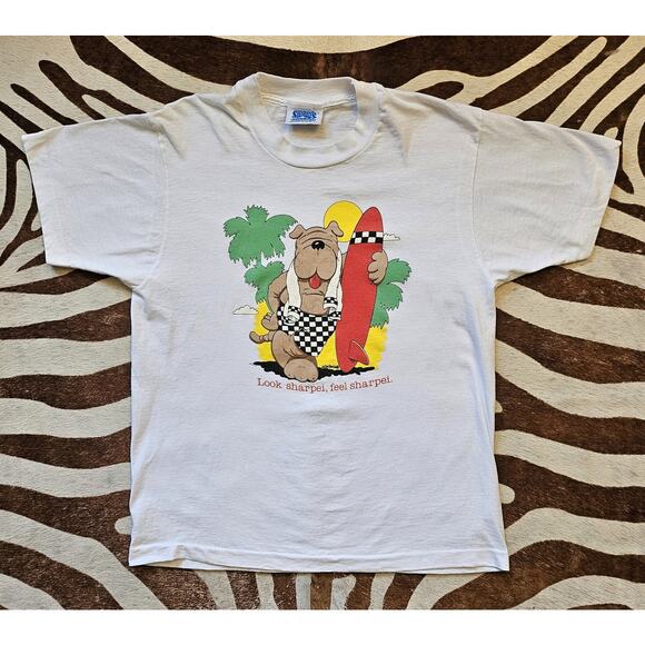 Vintage Rare Jim Benton 1988 T Shirt Look sharpei, feel sharpei. Sz L - Picture 1 of 7